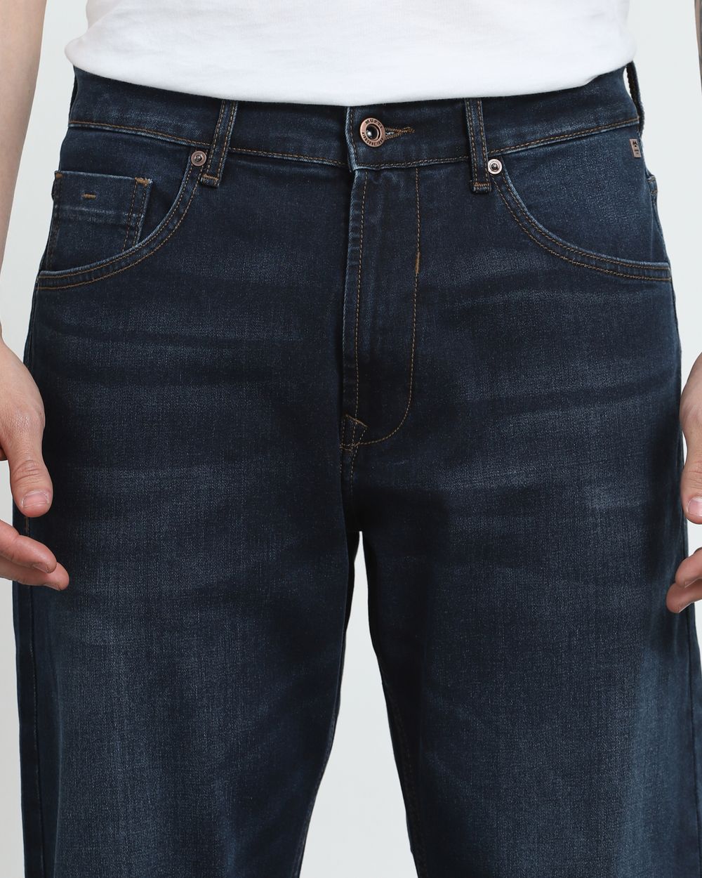 Blue Black Loose Straight Fit Jeans