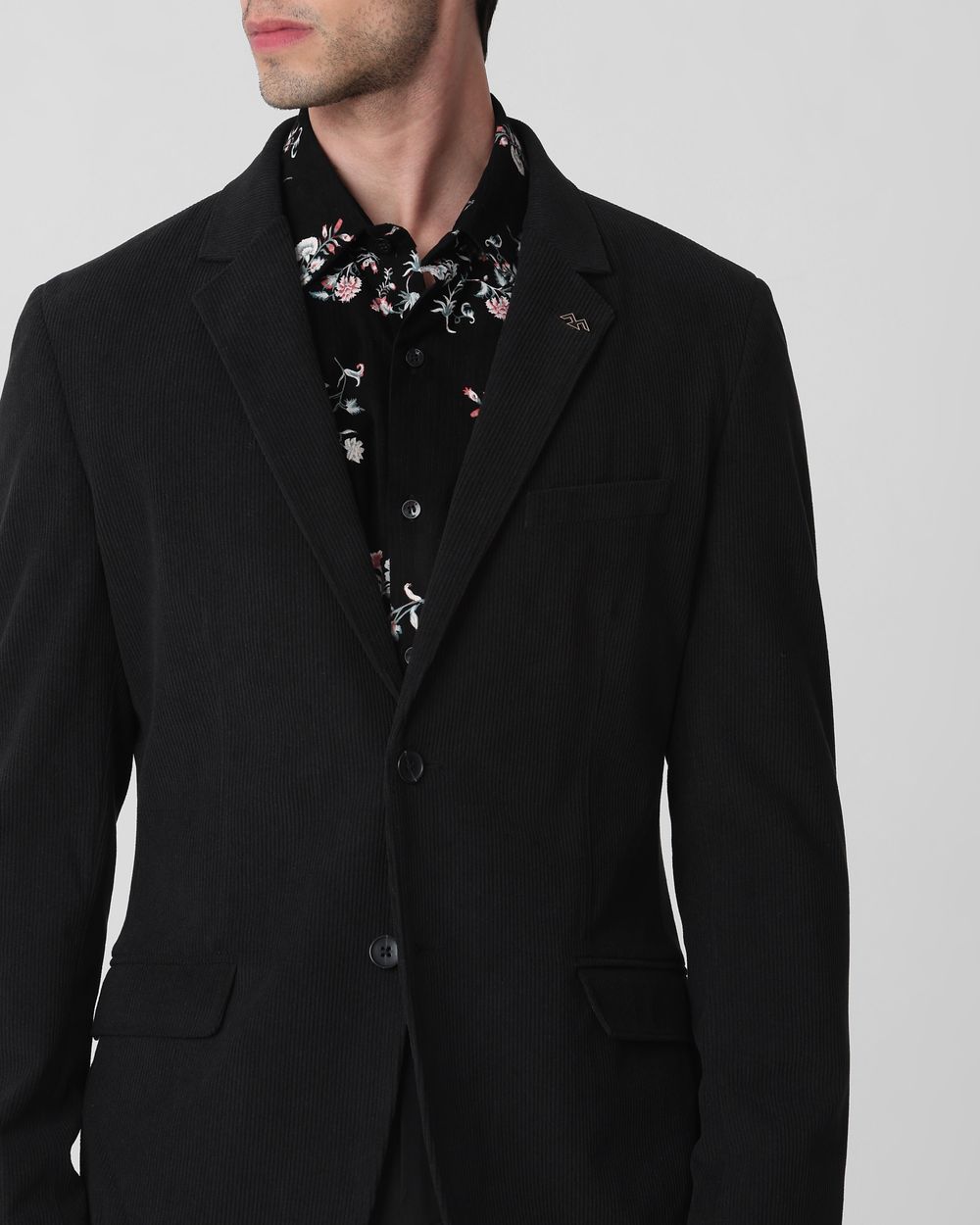 Black Corduroy Slim Fit Blazer