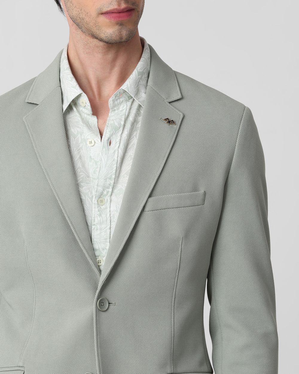 Sage Textured Slim Fit Blazer