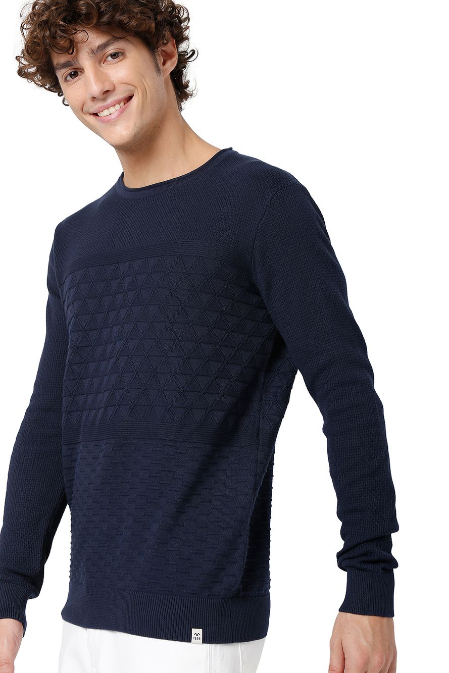 Jacquard Knit Cotton Sweater