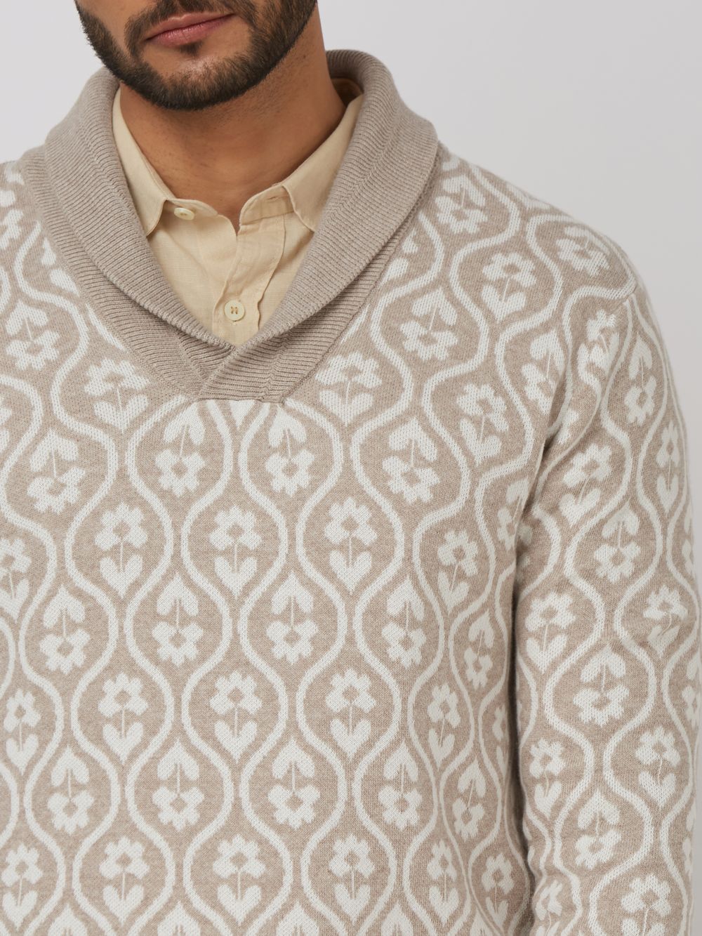 Stone Jacquard Slim Fit Sweater