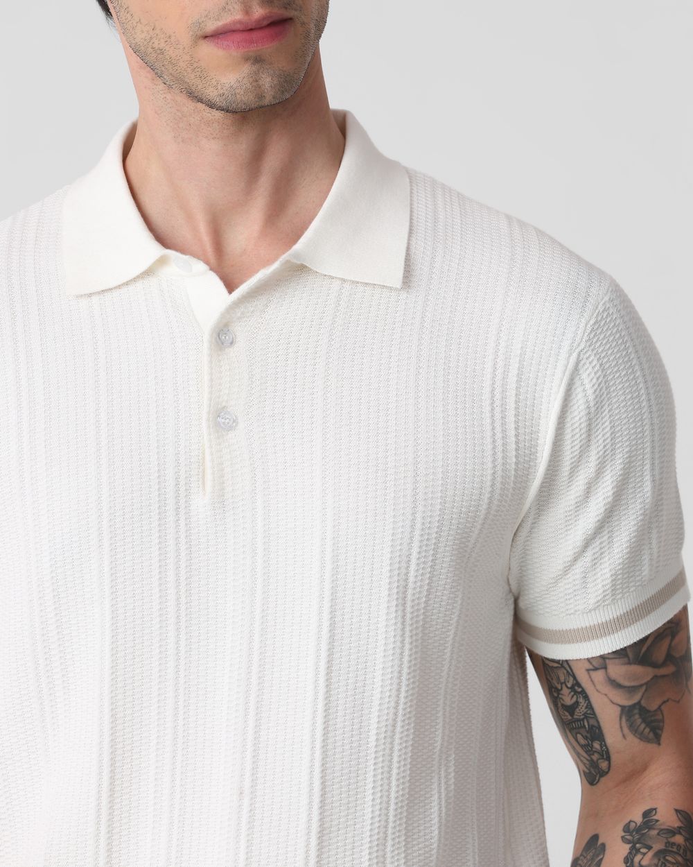 White Flatknit Slim Fit Polo