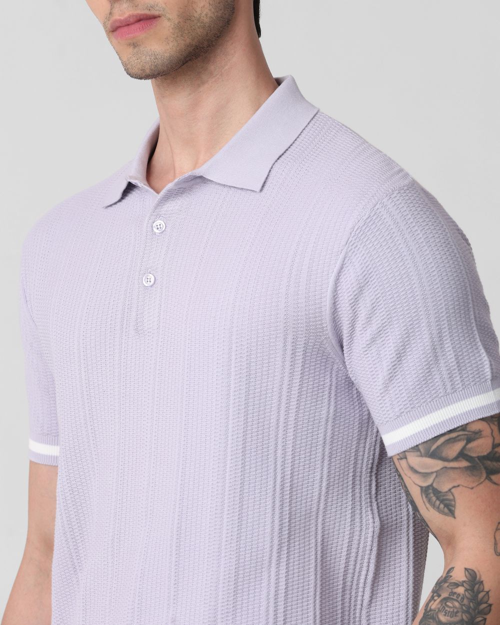 Lilac Flatknit Slim Fit Polo