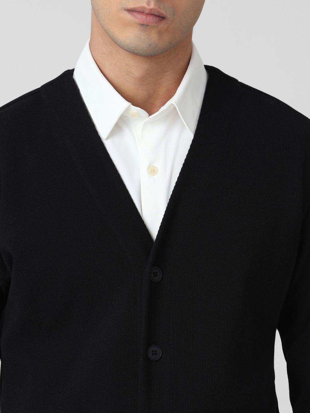 Textured Cardigan Slim Fit Jaquard Sweater