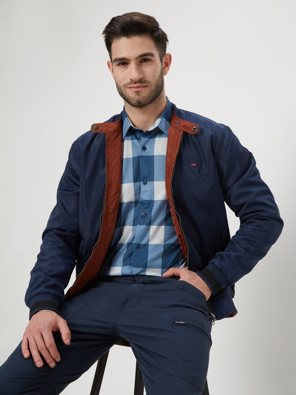 Navy-Rust Reversible Slim Fit Jacket