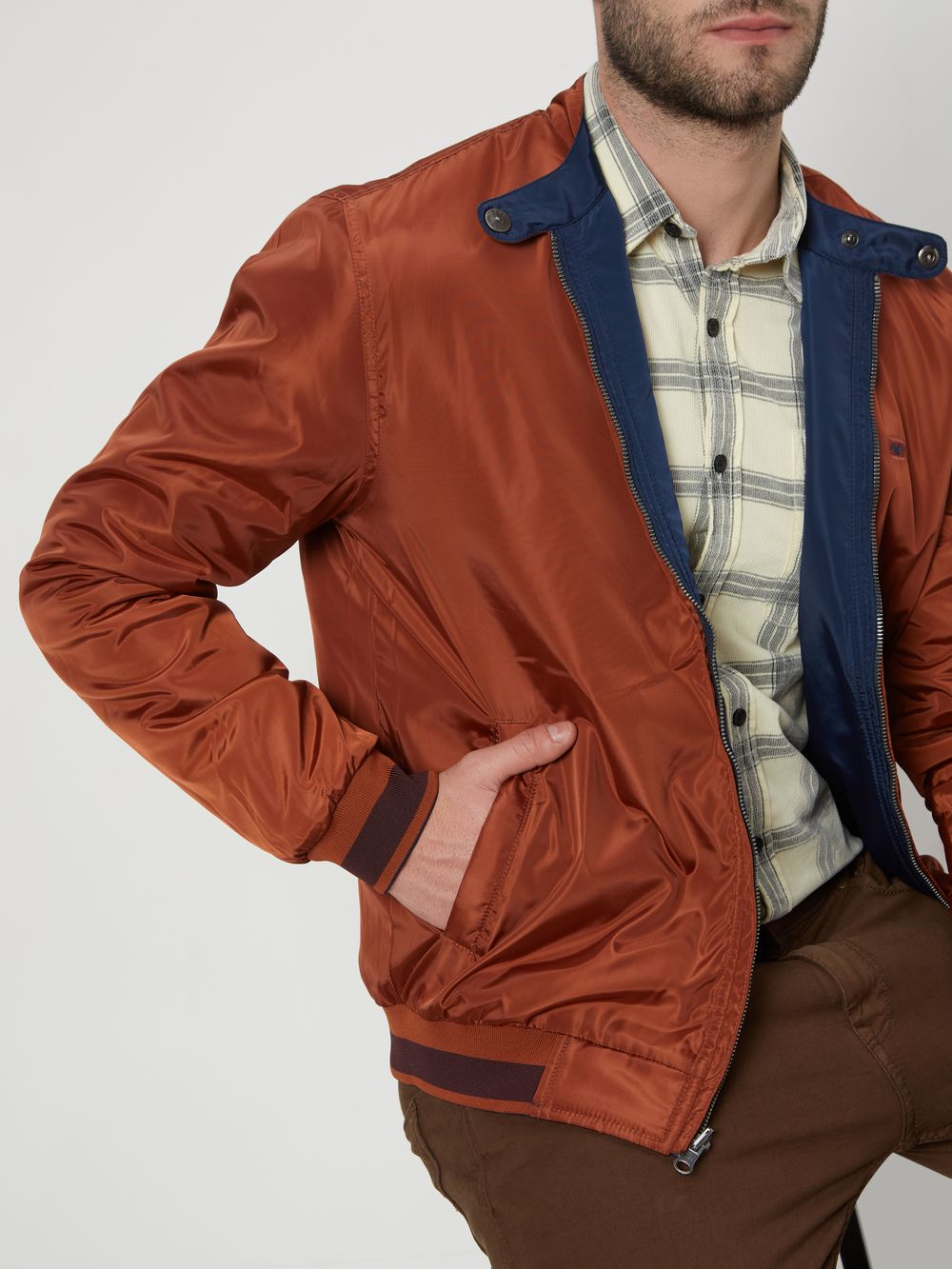 Navy-Rust Reversible Slim Fit Jacket