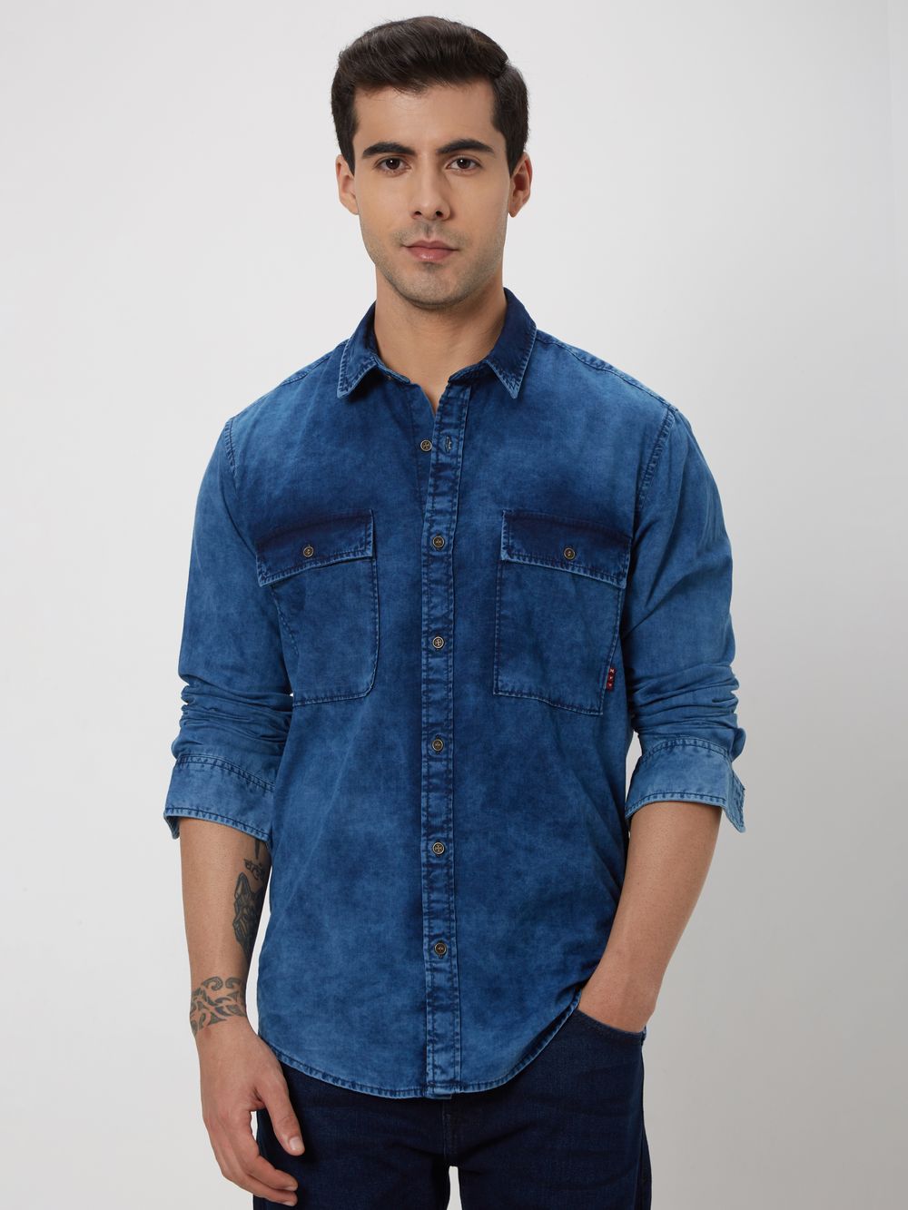 Indigo Blue Denim Plain Shirt