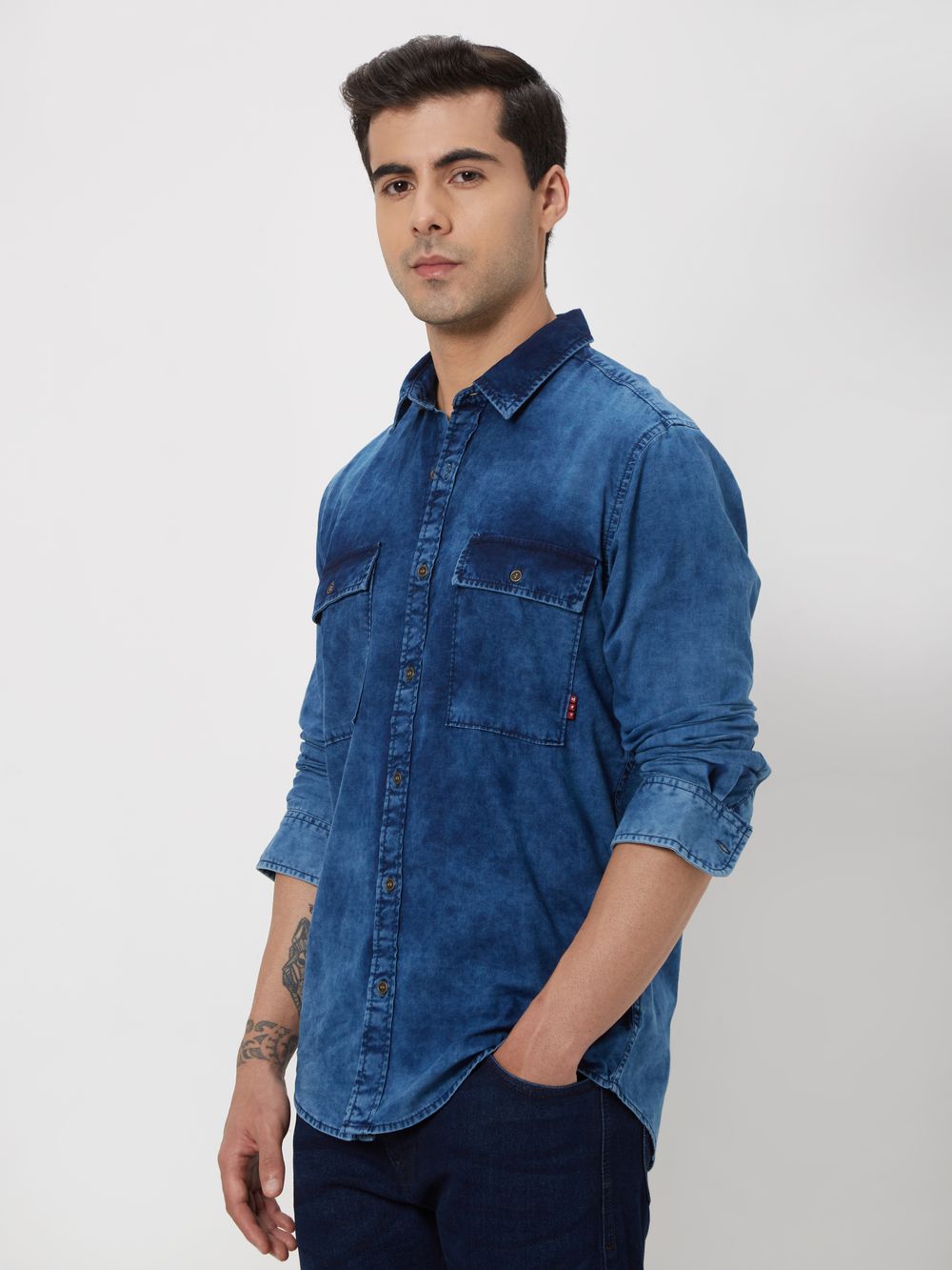 Indigo Blue Denim Plain Shirt