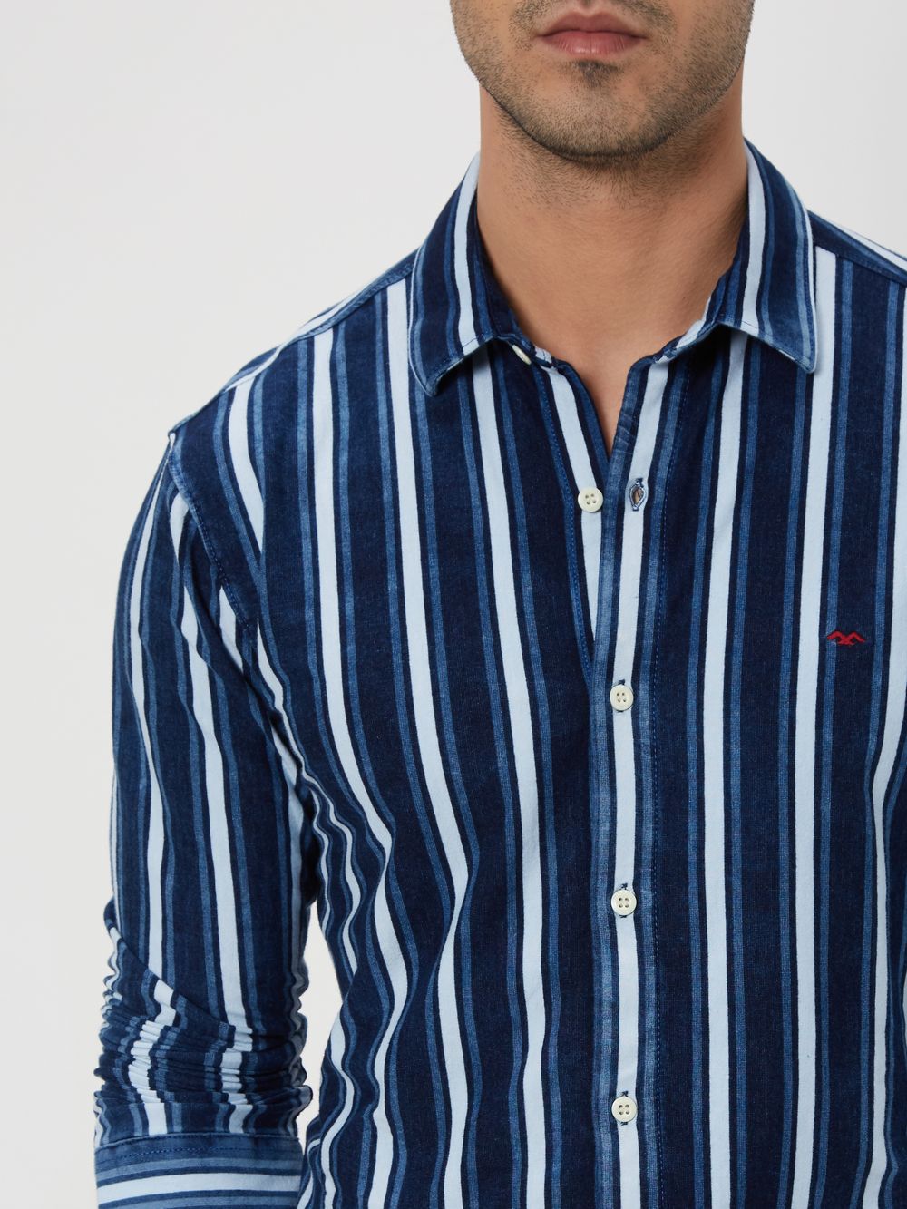 Indigo Blue & White Candy Stripe Shirt