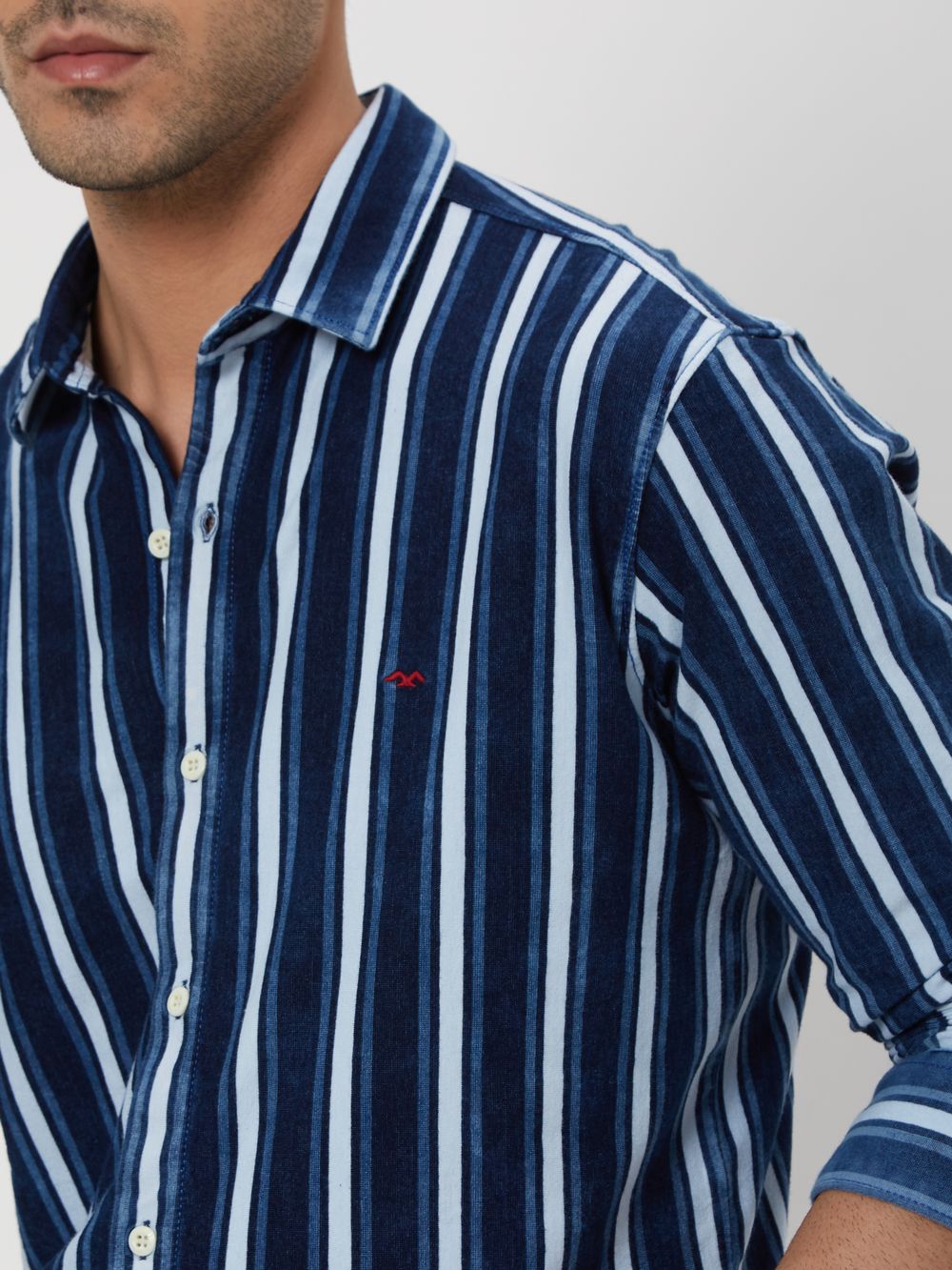 Indigo Blue & White Candy Stripe Shirt