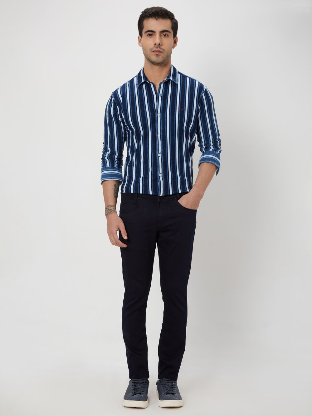 Indigo Blue & White Candy Stripe Shirt