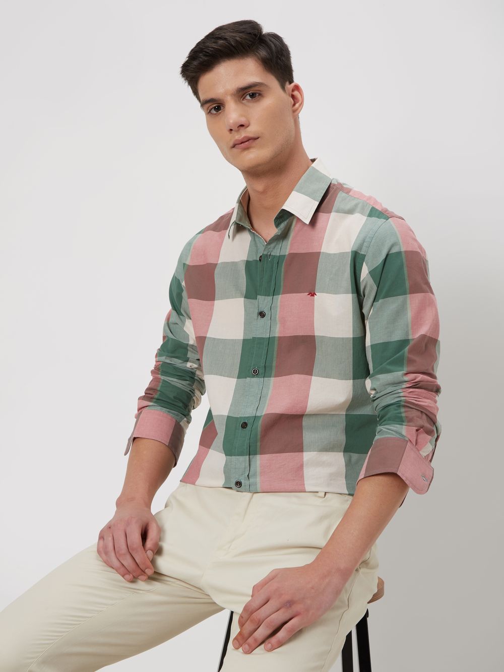 Pink Large Check Lightweight Shirt