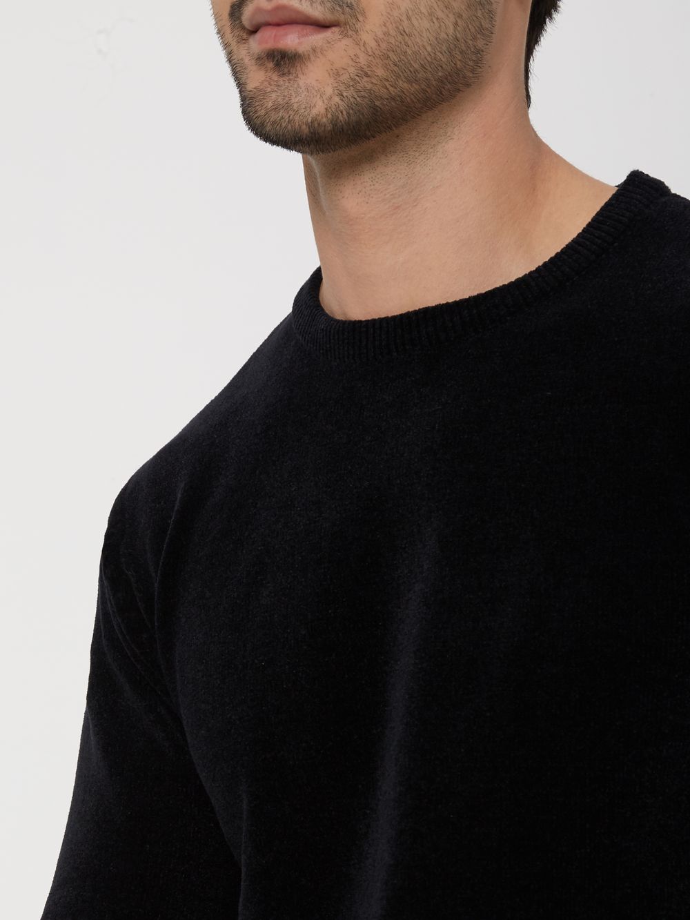 Buy Black Velvet Slim Fit Sweater Online at Muftijeans