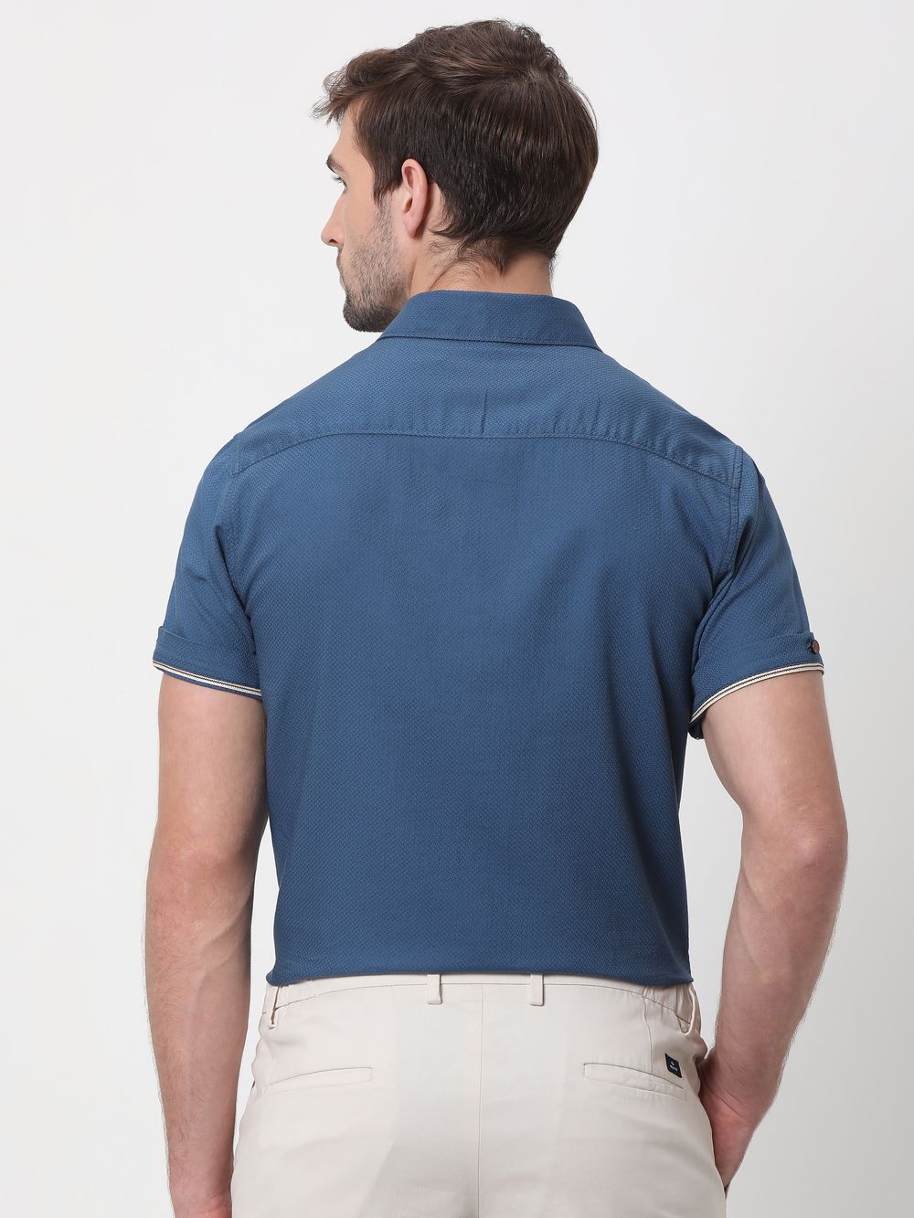 Blue Cotton Plain Shirt