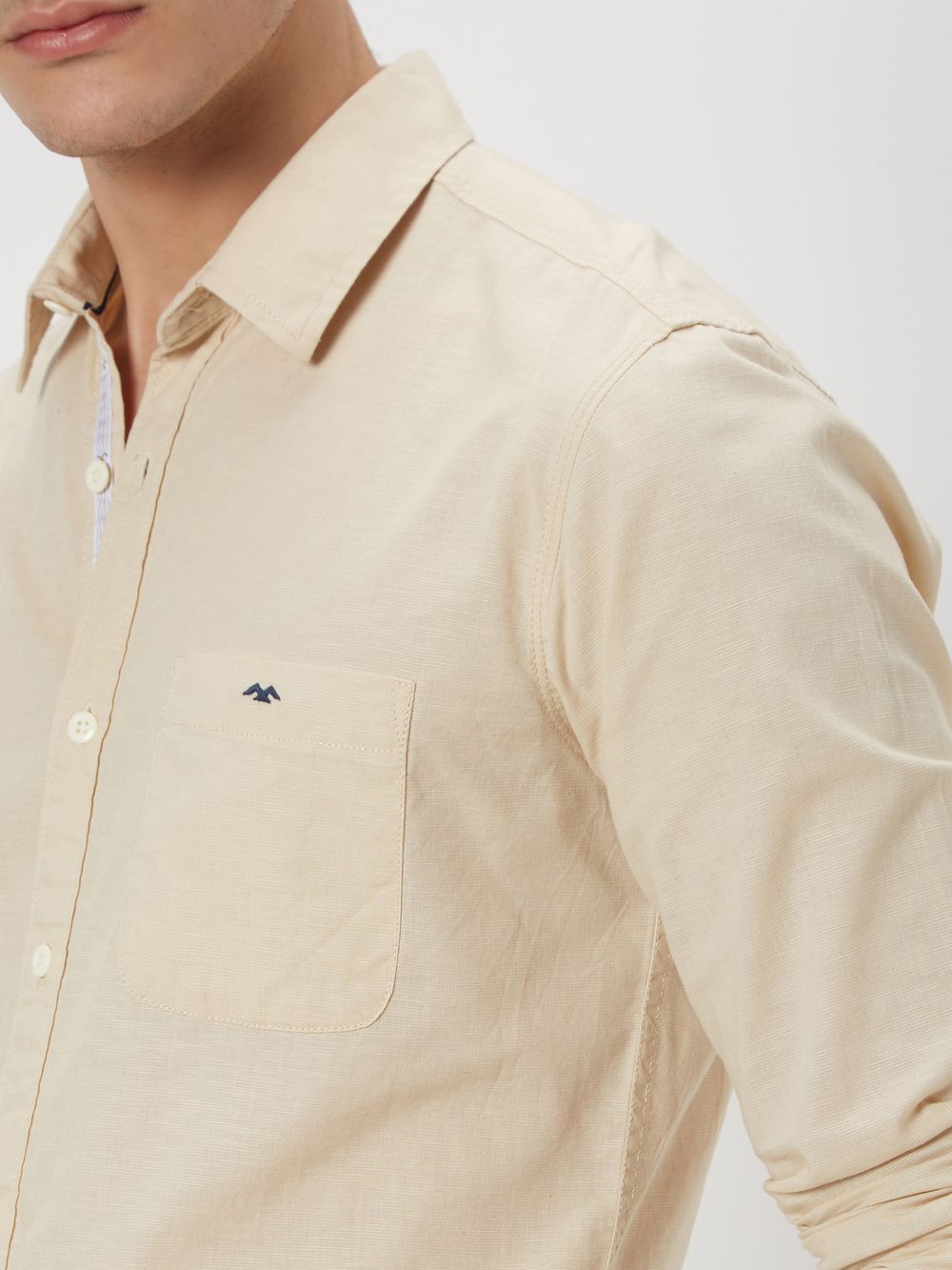 Beige Slim Fit Casual Shirt