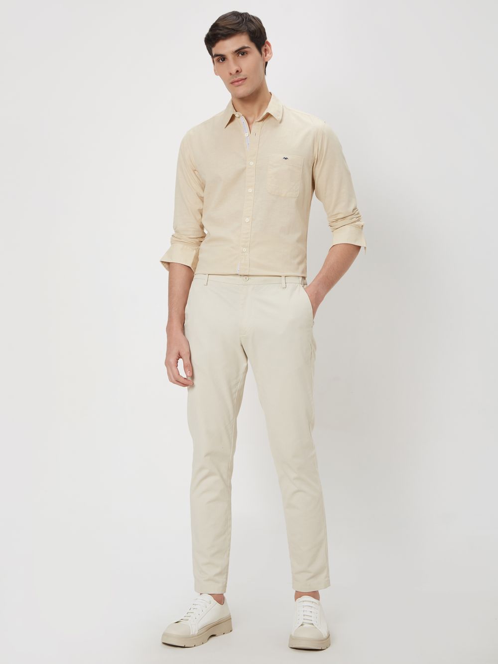 Beige Slim Fit Casual Shirt