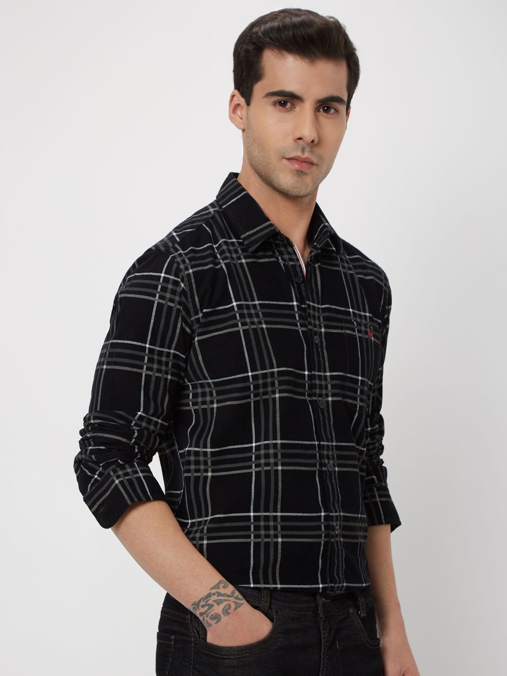 Black & White Windowpane Check Shirt