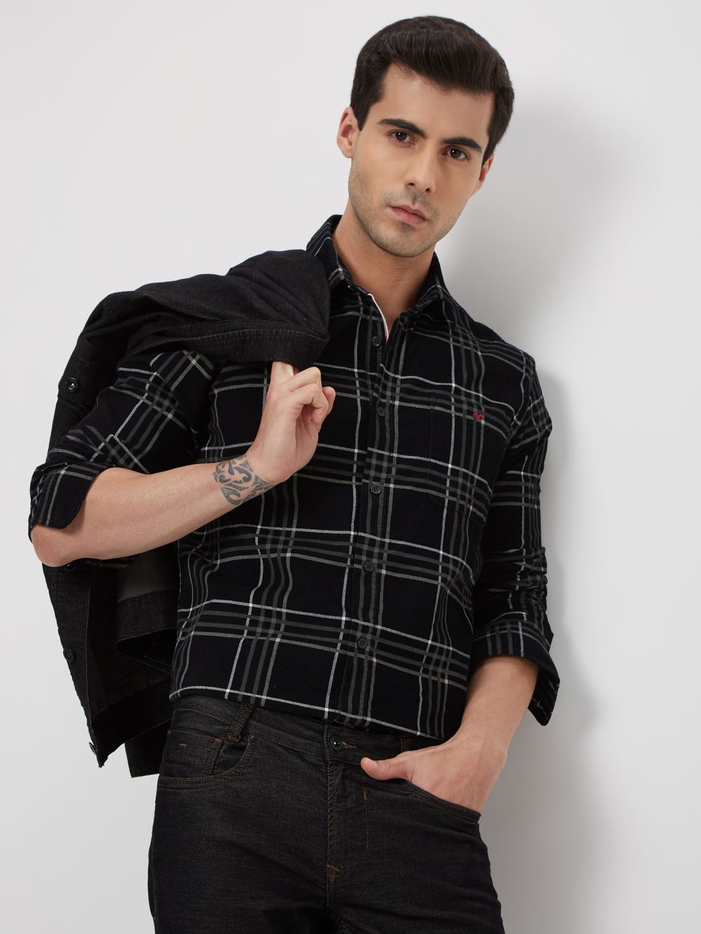 Black & White Windowpane Check Shirt