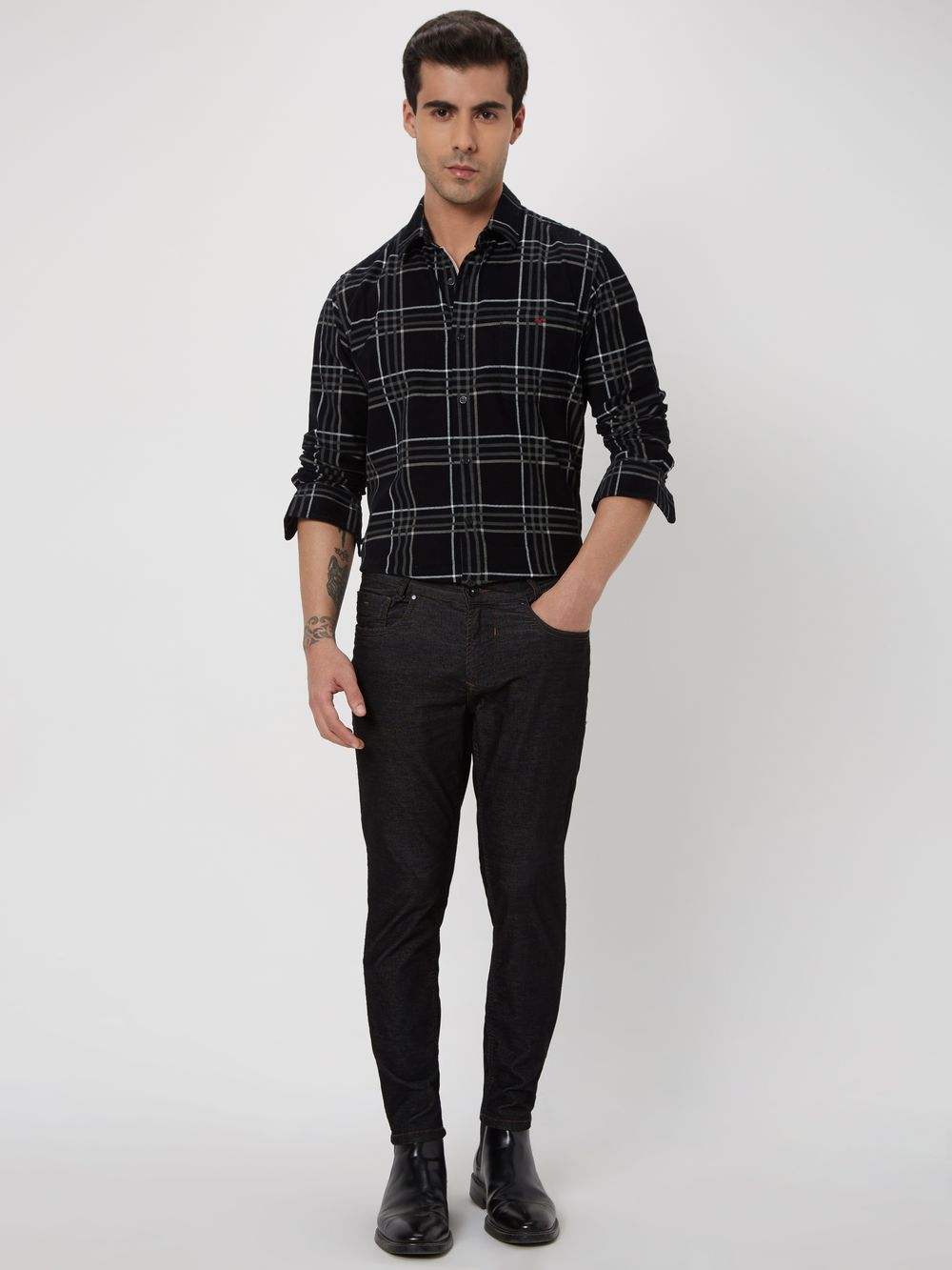 Black & White Windowpane Check Shirt