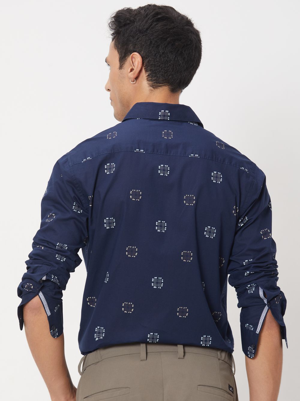 Navy & Multi Geometric Print Shirt