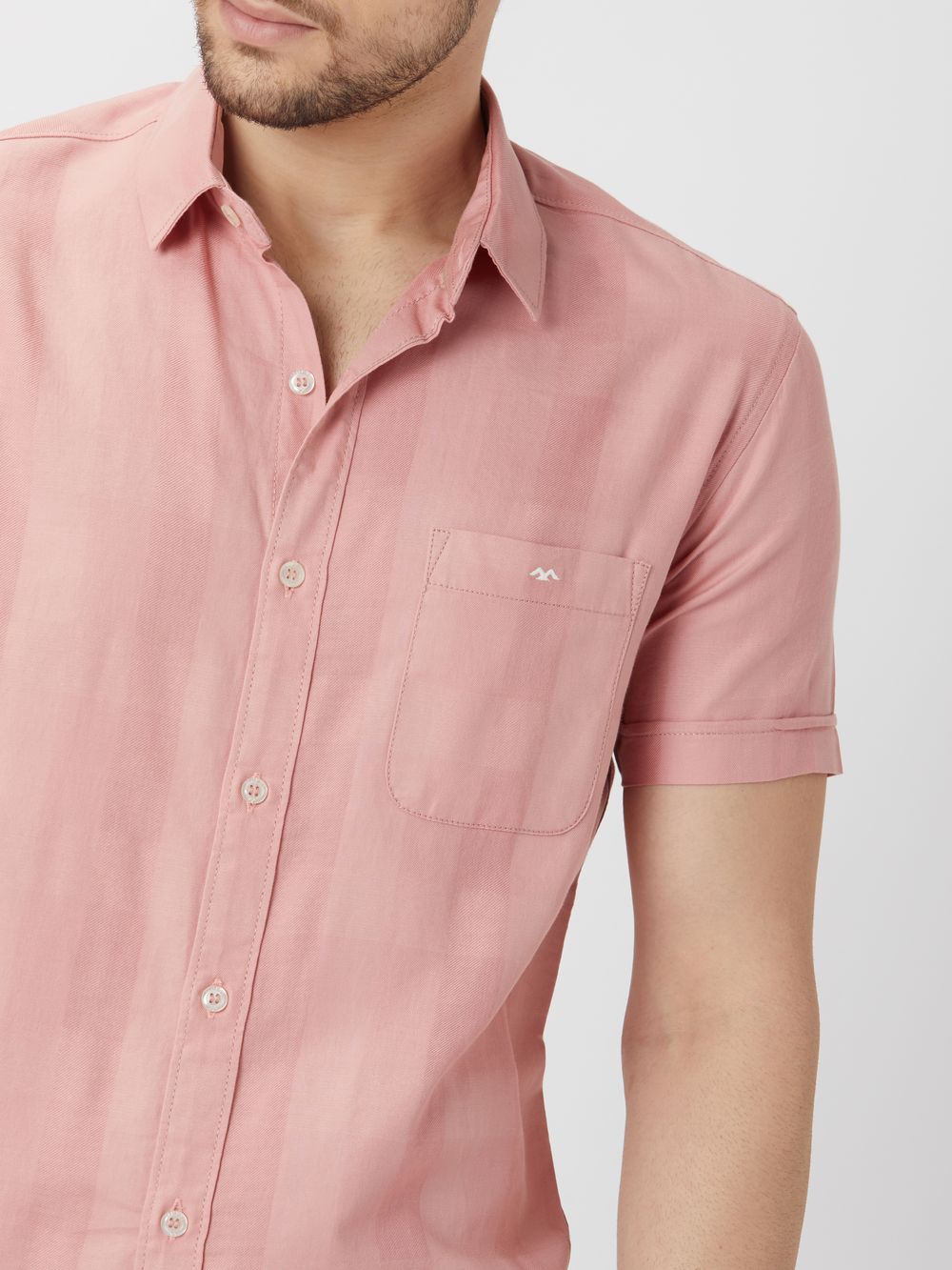 Pink Textured Plain Shirt