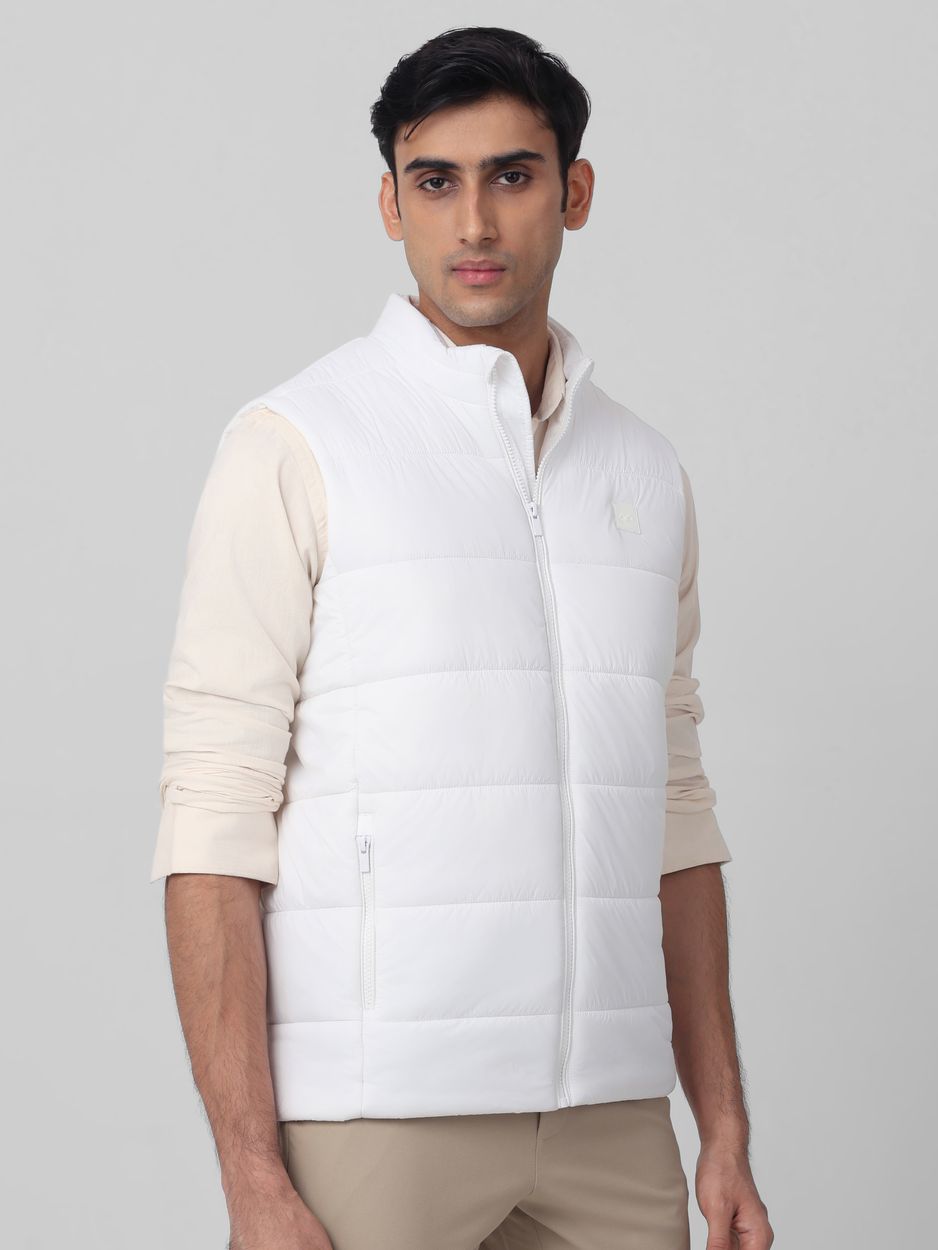 White Quilted Gilet Slim Fit Jacket