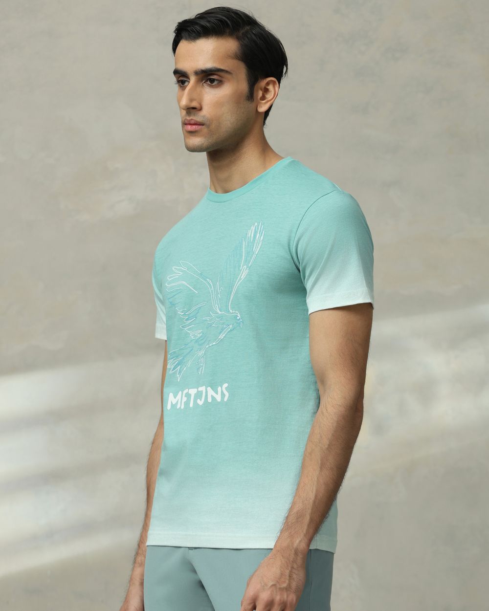 Turquoise Ombre Graphic Slim Fit T-Shirt