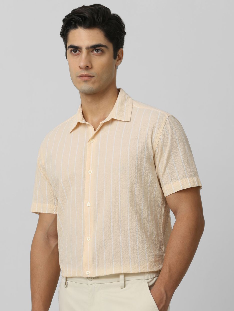 Sage Textured Stripe Slim Fit Casual Shirt