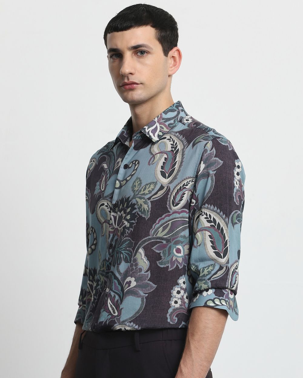 Multi Paisley Print Slim Fit Casual Shirt