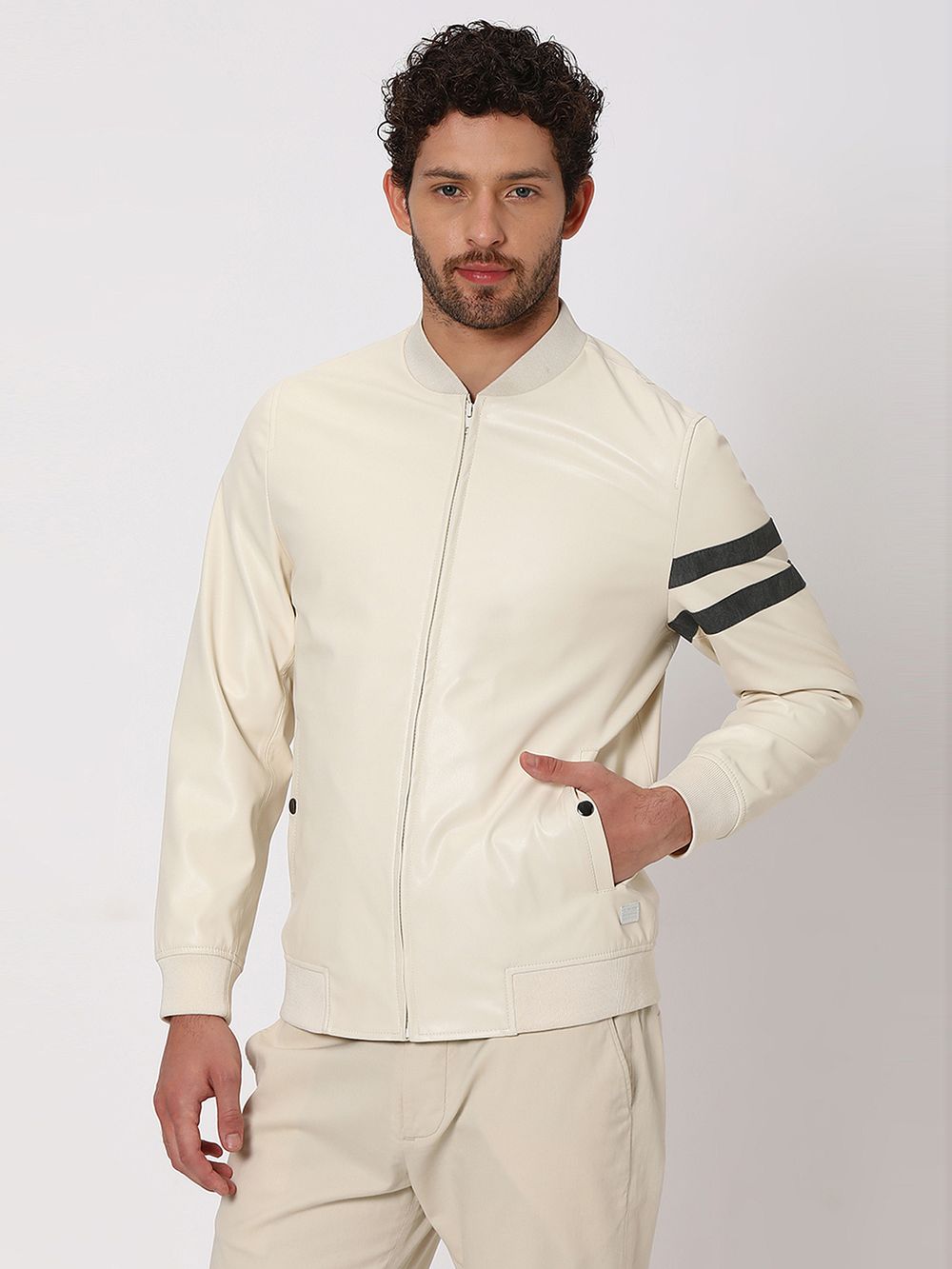 White Biker Slim Fit Jacket