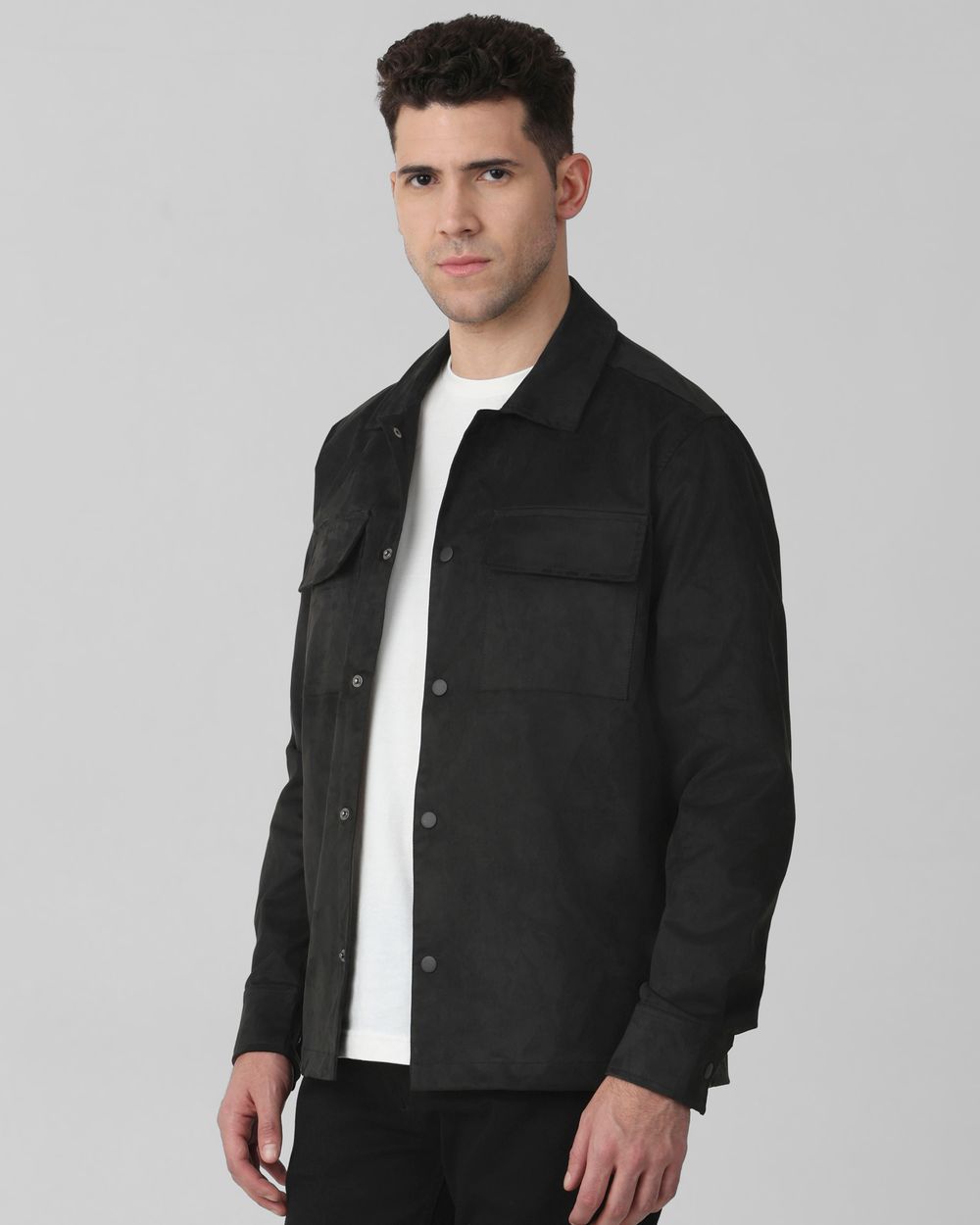 Black Suede Plain Jacket