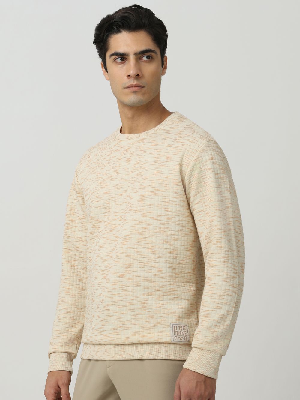 Quilted Plain Slim Fit Sweatshirt