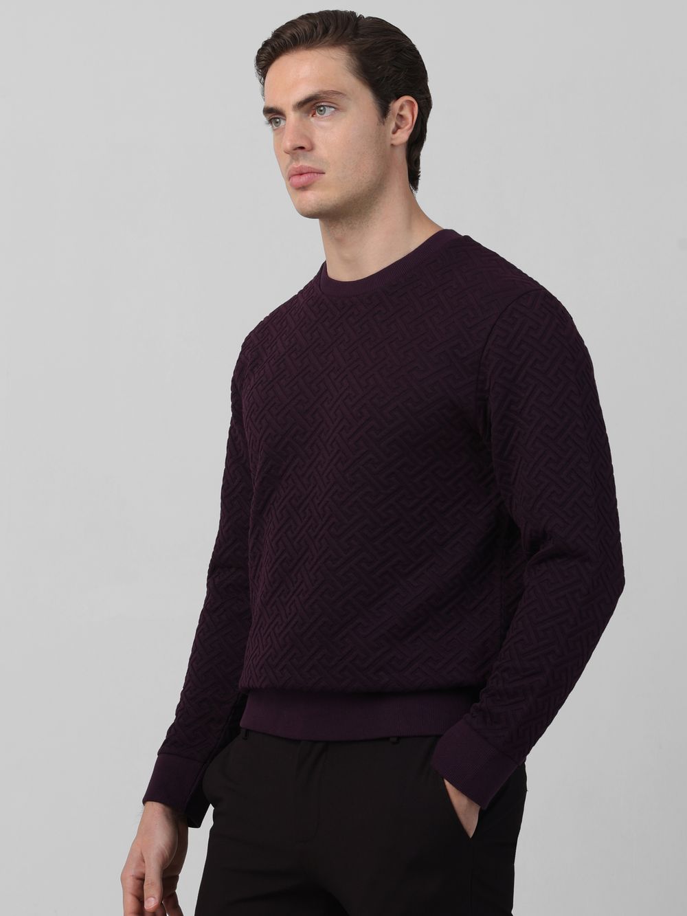 Herringbone Plain Slim Fit Sweatshirt