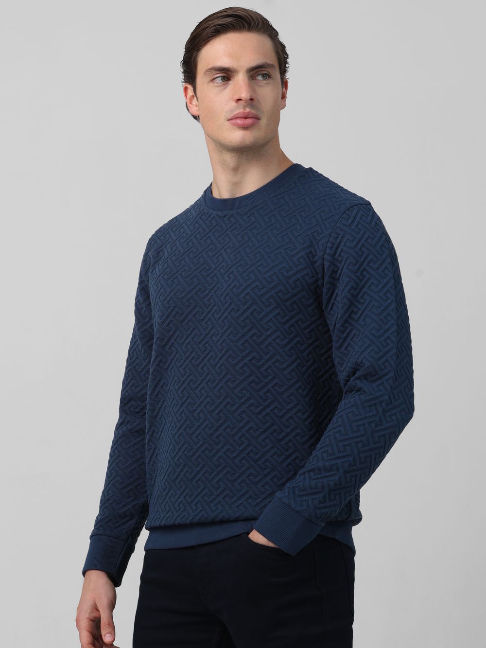 Herringbone Plain Slim Fit Sweatshirt