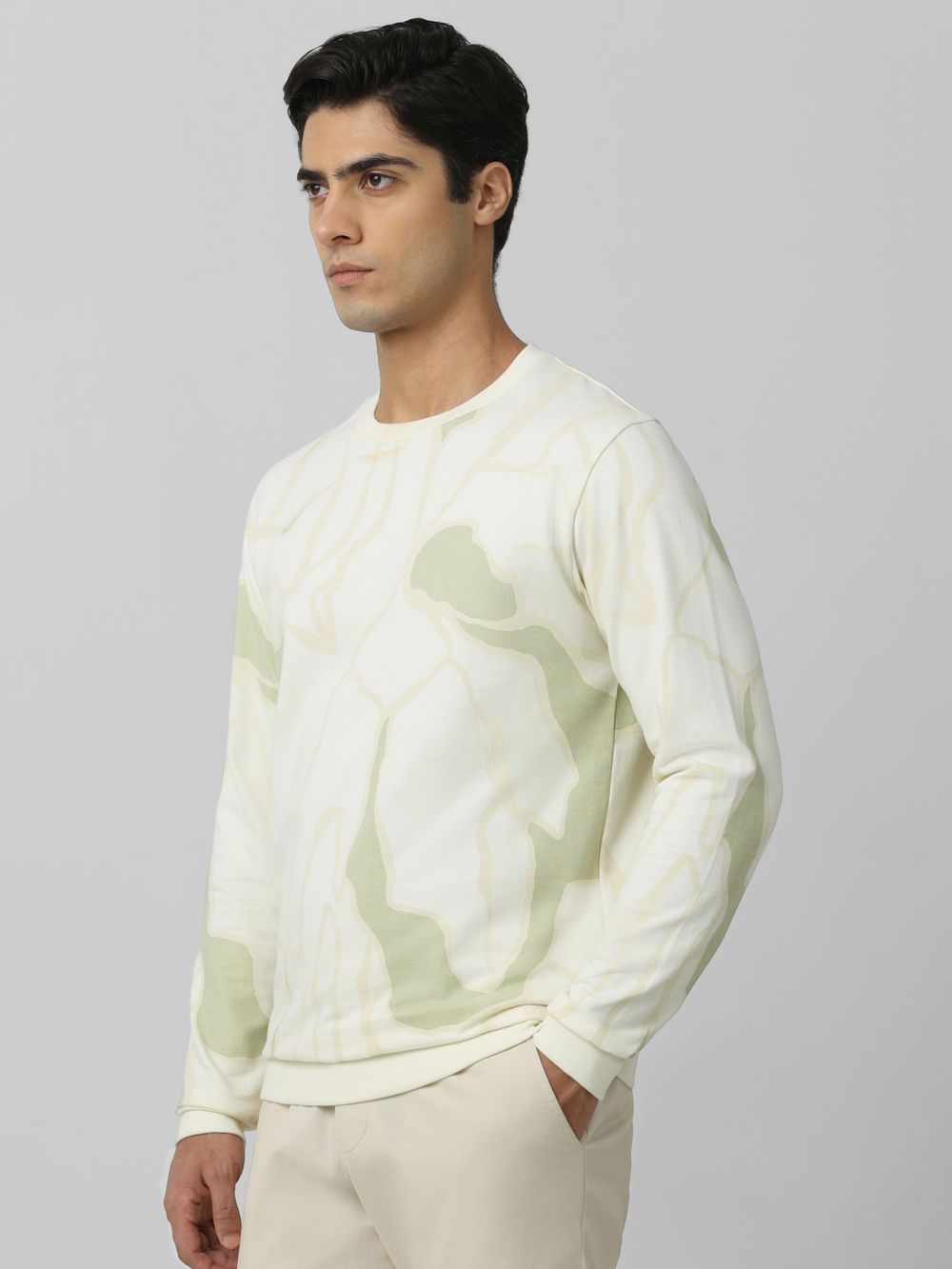 Off White Abstract Print Slim Fit Sweatshirt