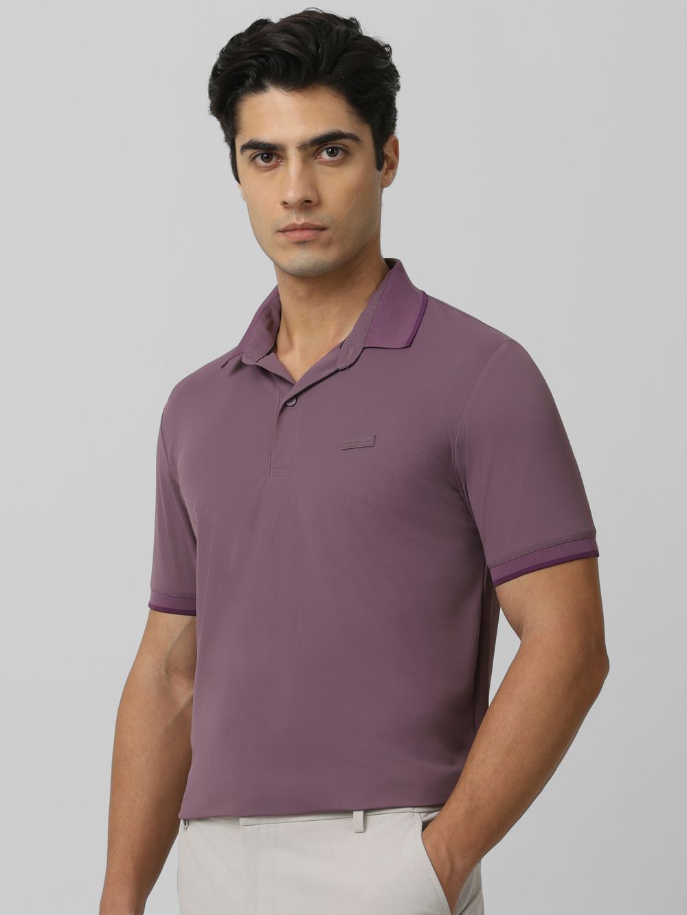 Lilac Logo Plain Half Sleeve Casual Polo