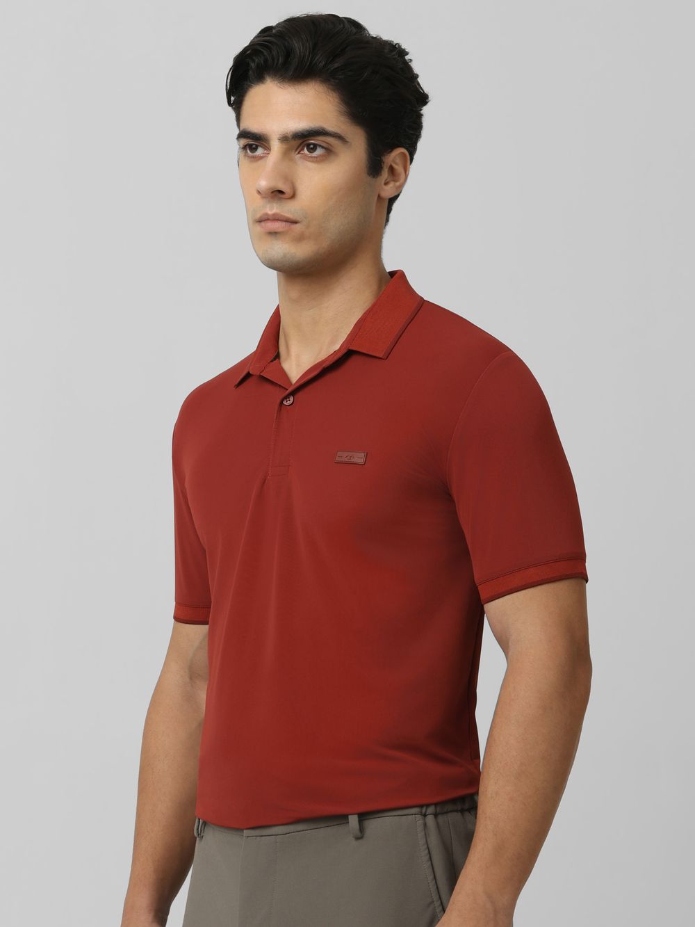 Maroon Logo Plain Half Sleeve Casual Polo