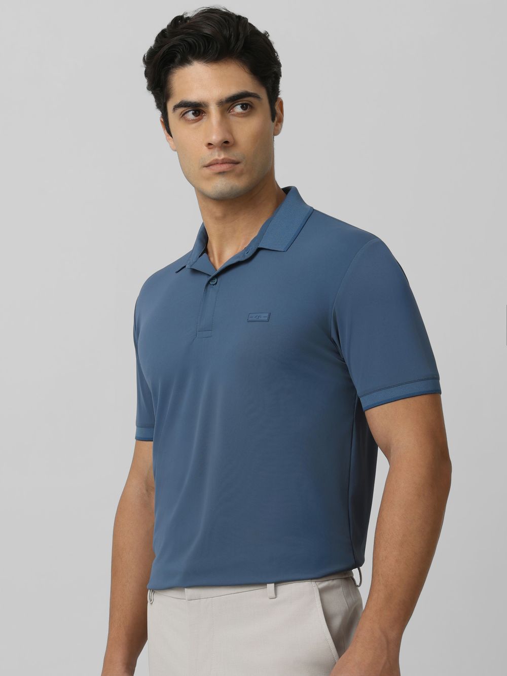 Teal Logo Plain Half Sleeve Casual Polo