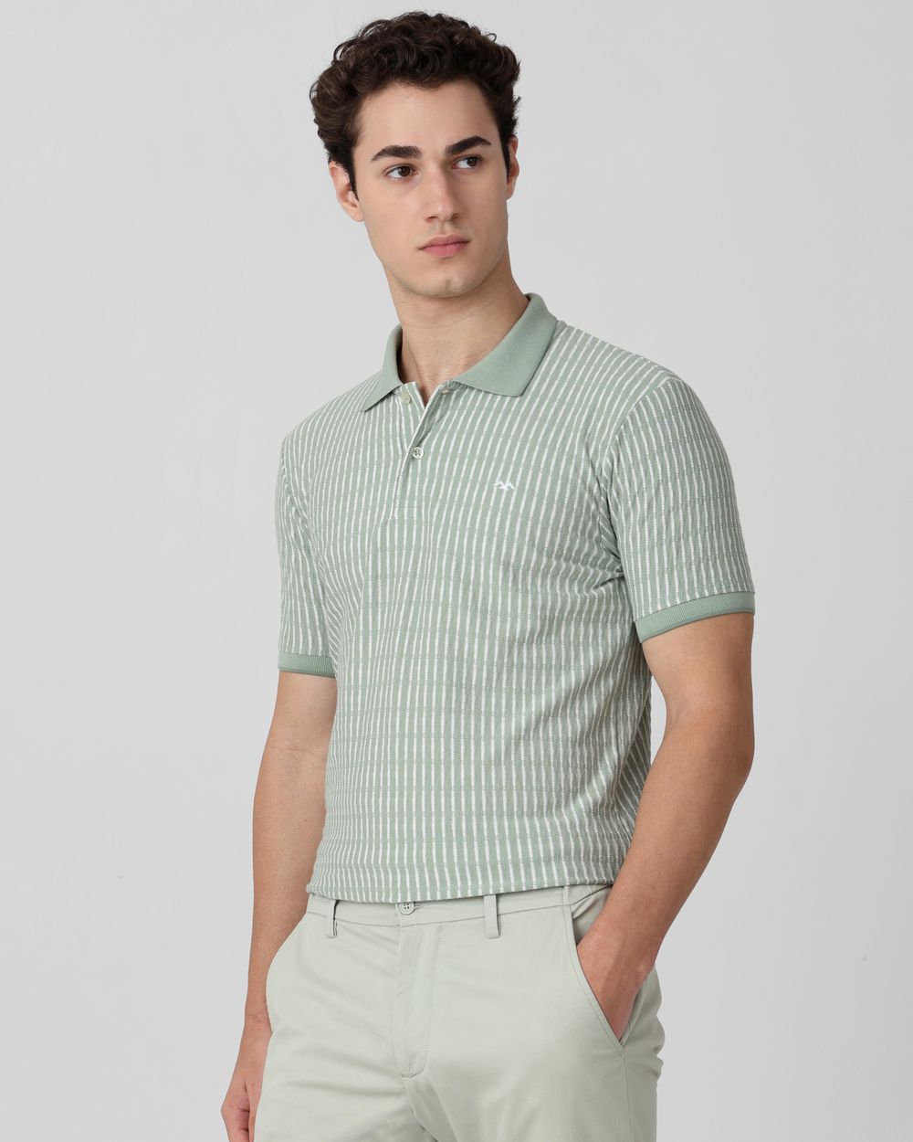 Green Textured Stripe T-Shirt