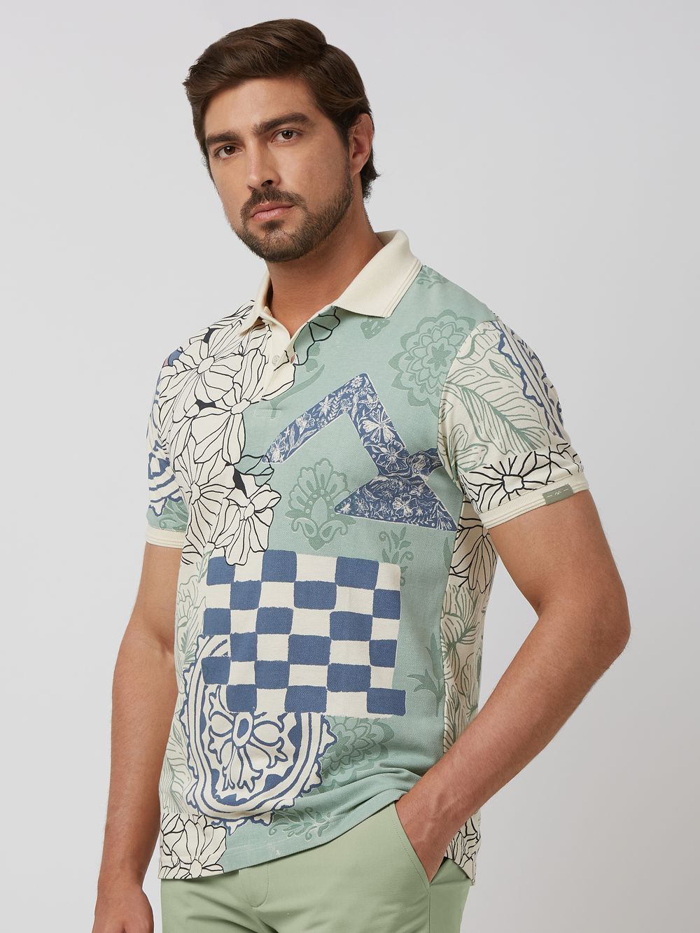 Off White Logo Print Half Sleeve Casual Polo