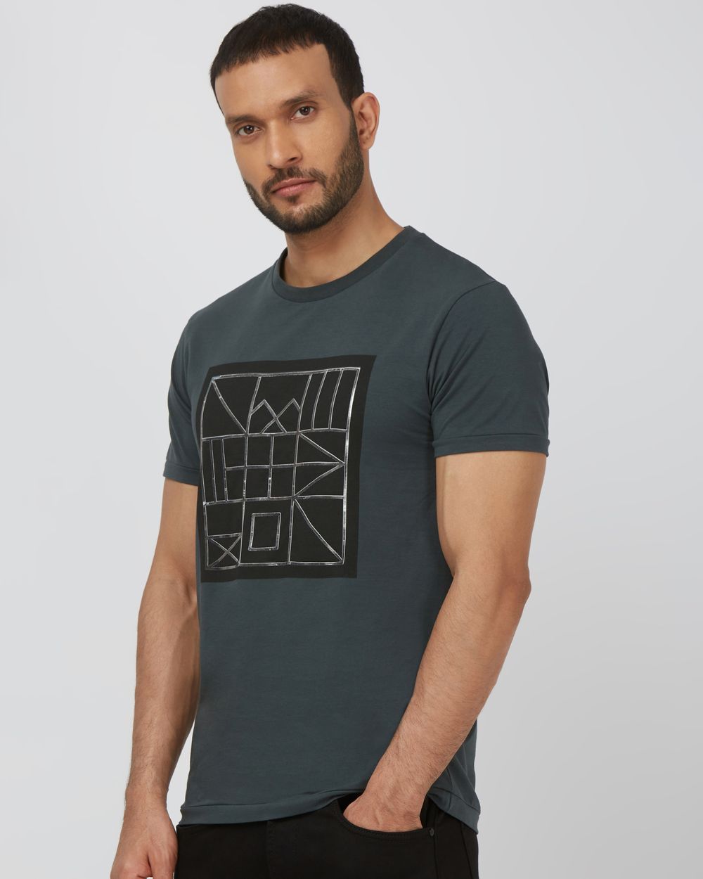 Green Graphic Print Slim Fit Jersey T-Shirt