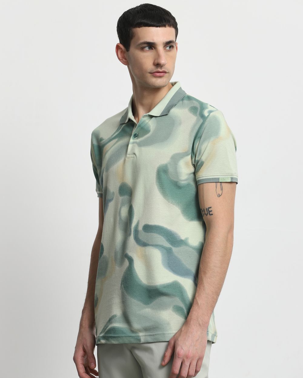 Sage Abstract Print Slim Fit T-Shirt