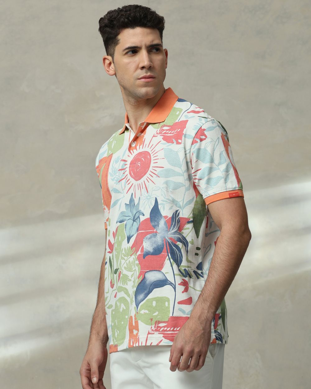 Pink Abstract Print Regular Fit T-Shirt