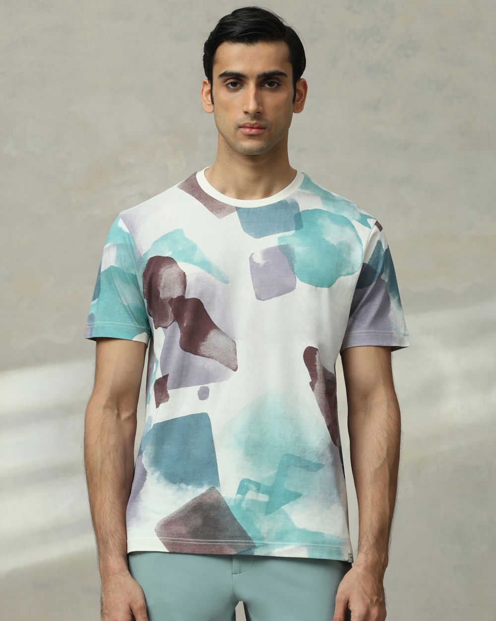 Lilac Abstract Print Slim Fit T-Shirt