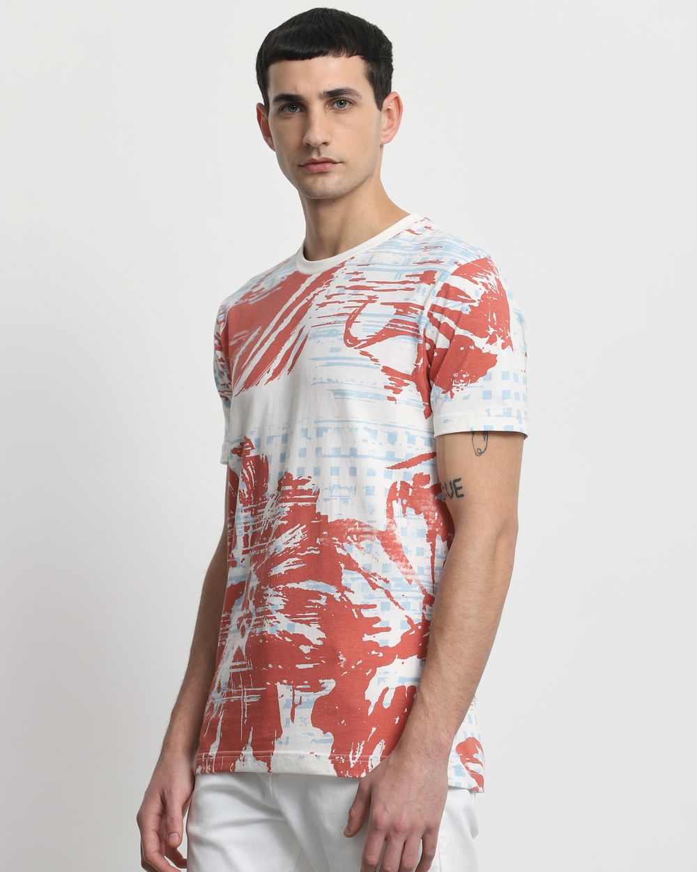 Multi Abstract Print Slim Fit T-Shirt