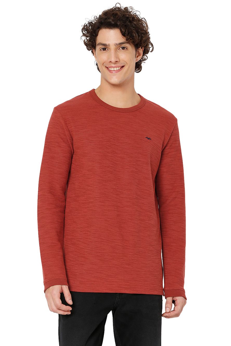 Rust Solid Textured Jersey T-Shirt