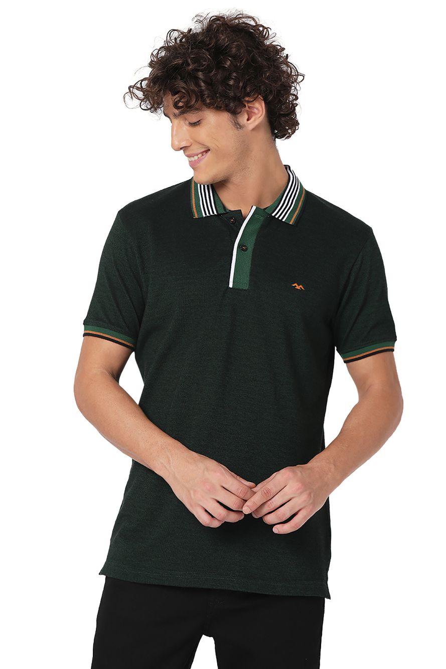 Green Contrast Collar Polo