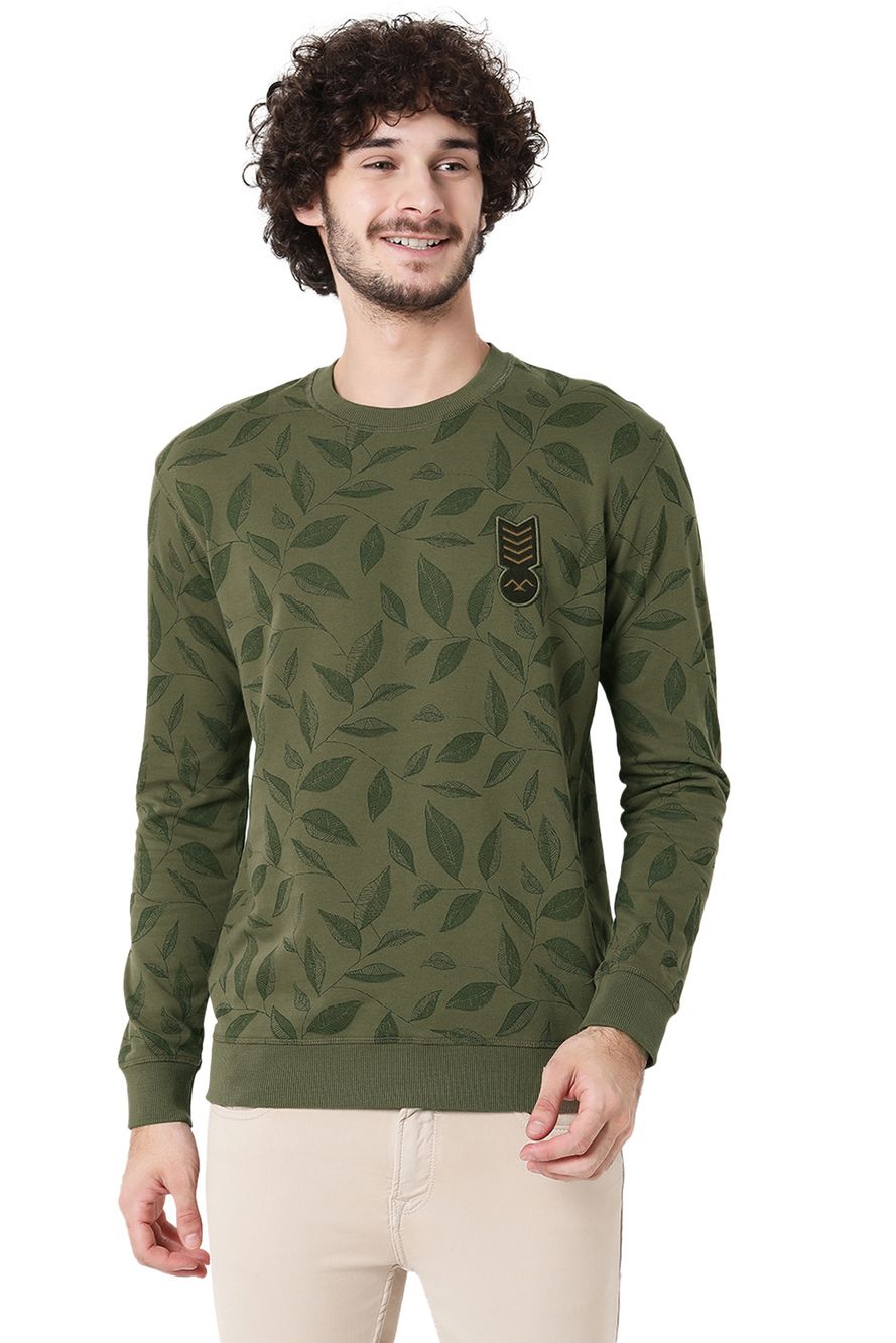 Olive Leaf Print Sweatshirt