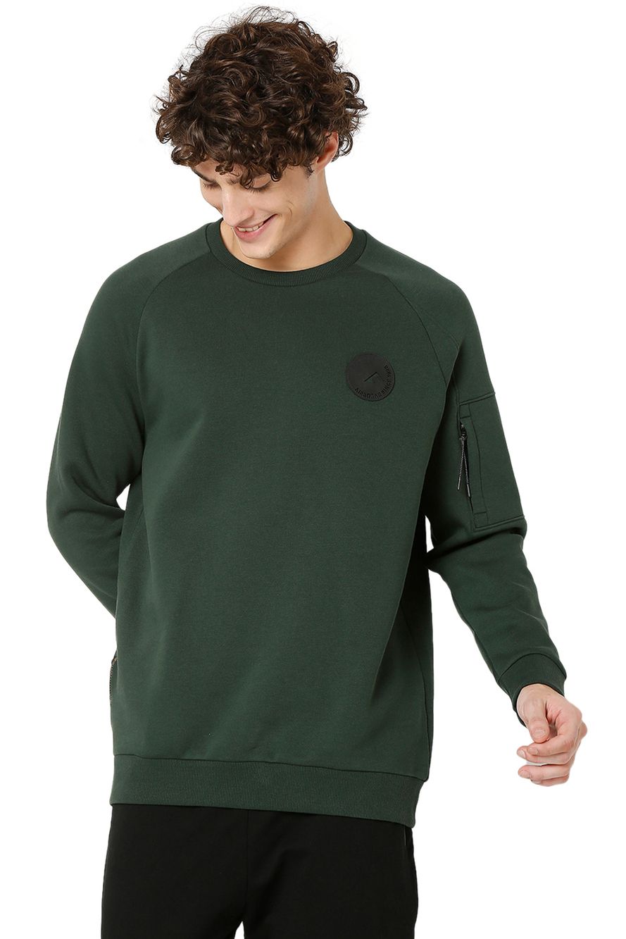 Olive Sleeve Pocket Sweatshirt