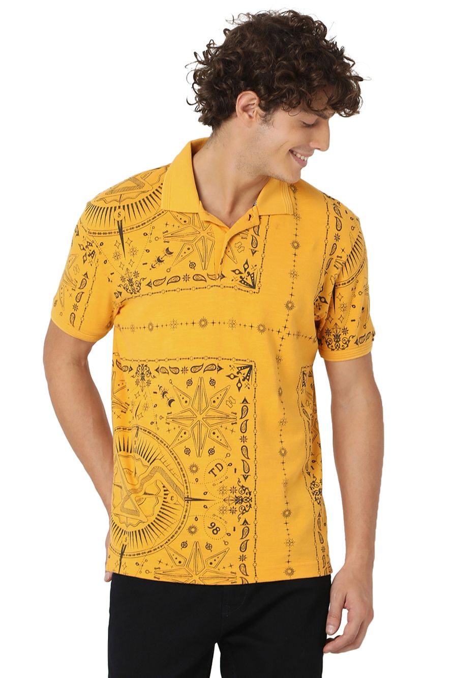 Mustard Bandana Print Polo